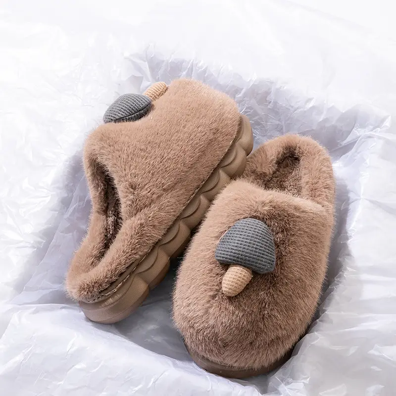 Cute Mushroom Slippers Women Winter Warm Cotton - Image 4