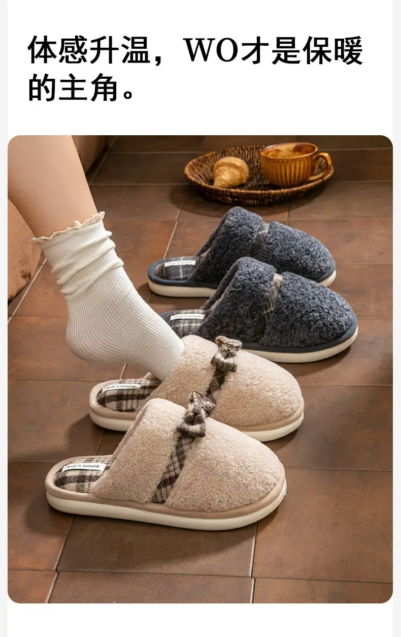 Women Bow Cotton Slippers Warm Winter Home — feature 13