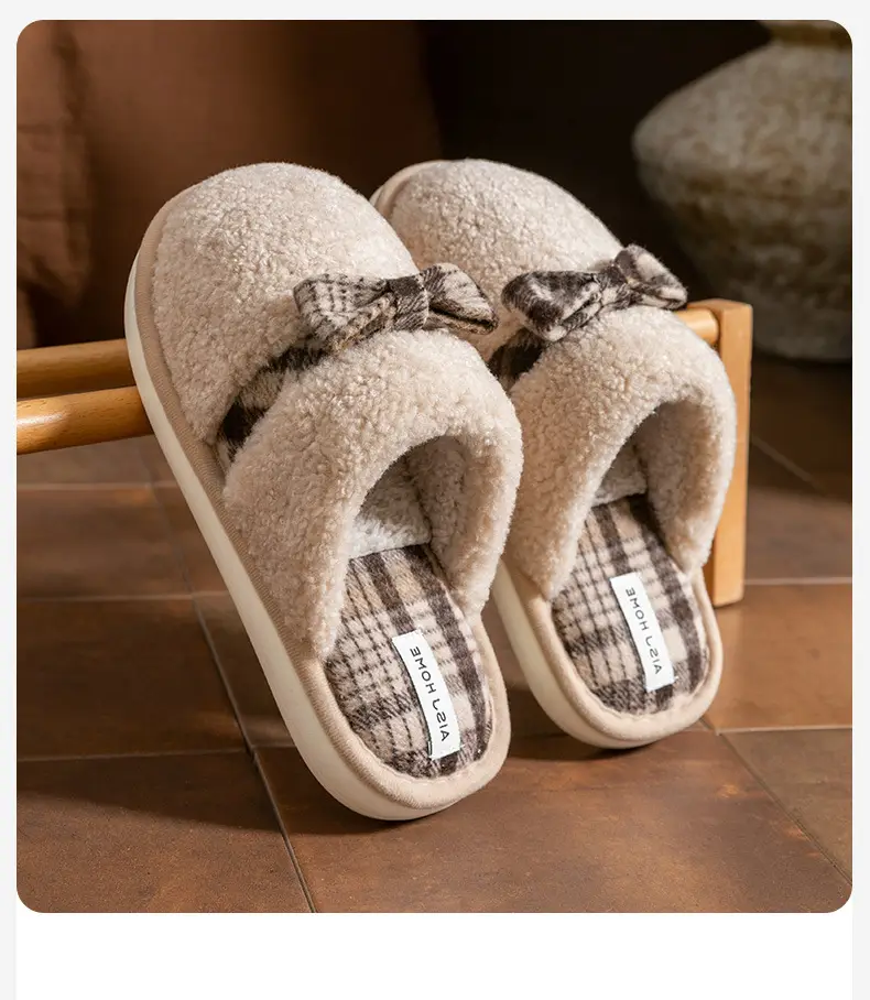 Women Bow Cotton Slippers Warm Winter Home — feature 2