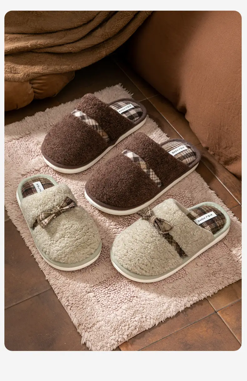 Women Bow Cotton Slippers Warm Winter Home — feature 20