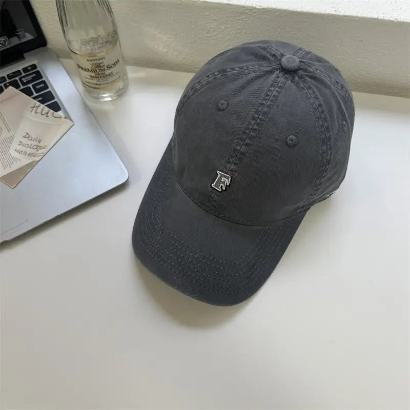 Vintage F Letter Cap for Women with Wide Brim - Image 3