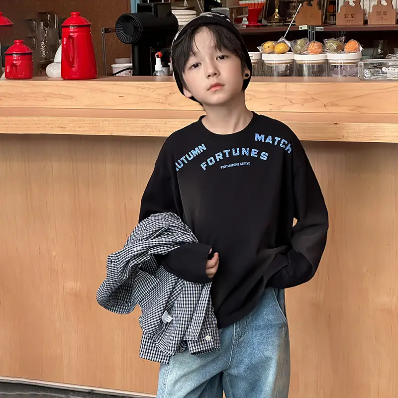 2025 Cotton Letter T-Shirt for Boys Cool Loose Top - Image 2
