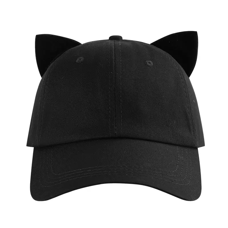 Cute Cat Ear Baseball Cap for Women Brown