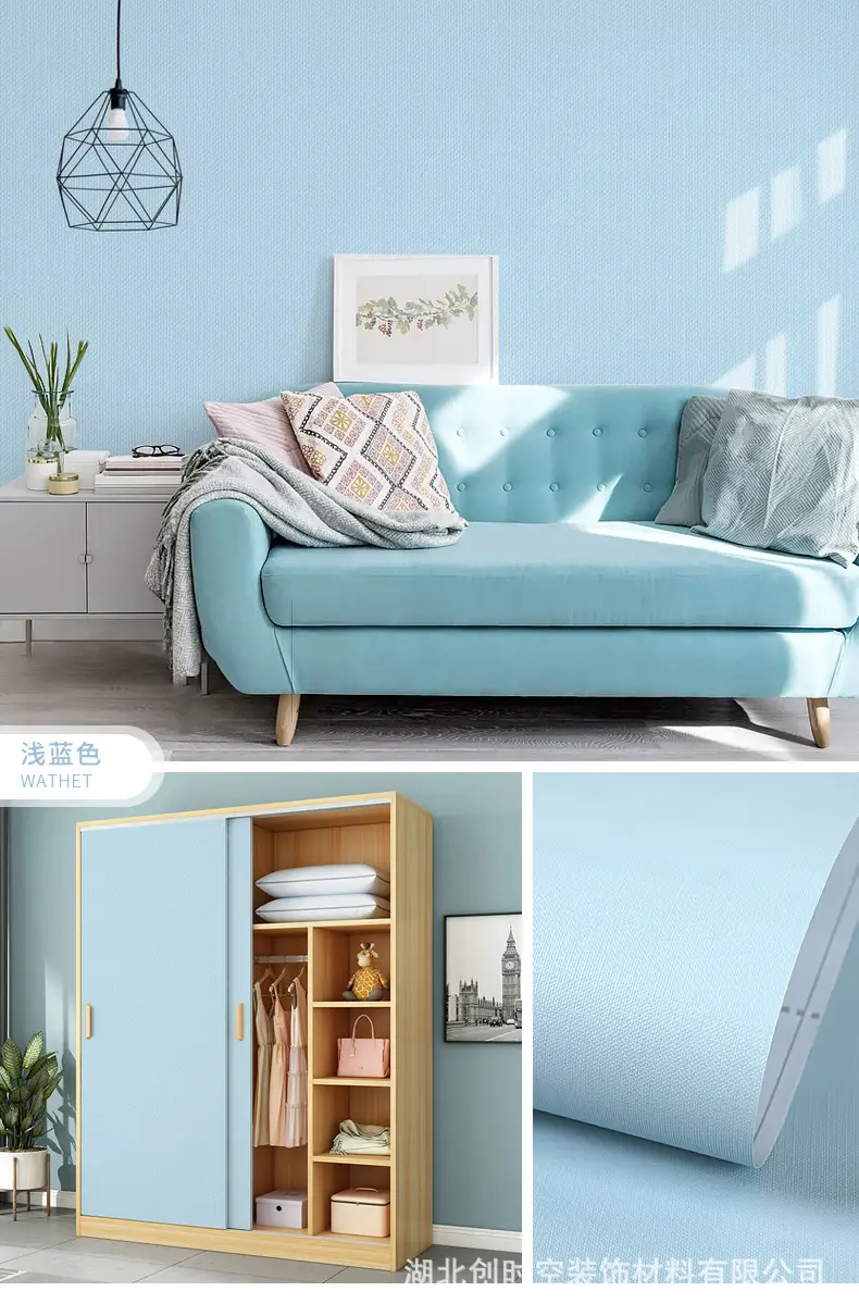 Aluminum Foil Base Solid Color Wallpaper Self-Adhesive Rental House Macaron Off-White Wallpaper Tv Background Wall Cloth Cabinet Sticker — feature 15