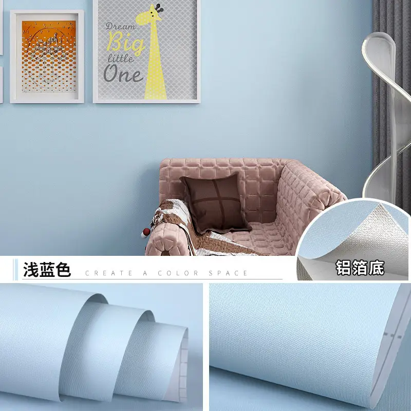 Aluminum Foil Base Solid Color Wallpaper Self-Adhesive Rental House Macaron Off-White Wallpaper Tv Background Wall Cloth Cabinet Sticker