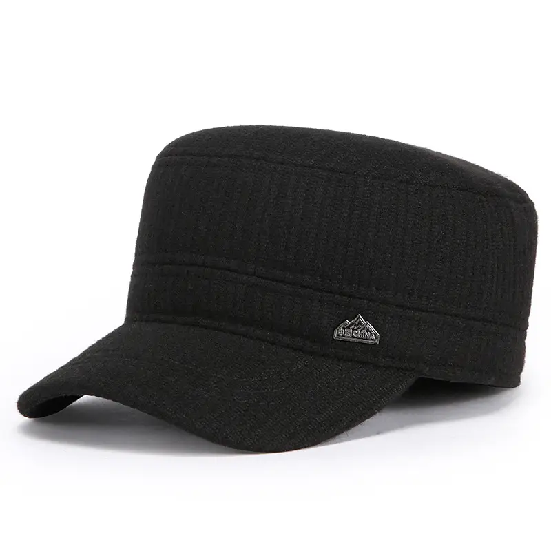 Men's Black Knitted Baseball Cap Peaked Winter - Image 4