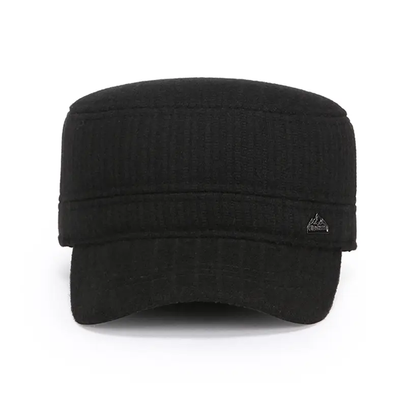 Men's Black Knitted Baseball Cap Peaked Winter - Image 5