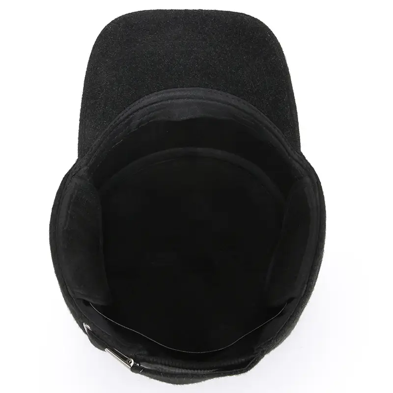 Men's Black Knitted Baseball Cap Peaked Winter - Image 7