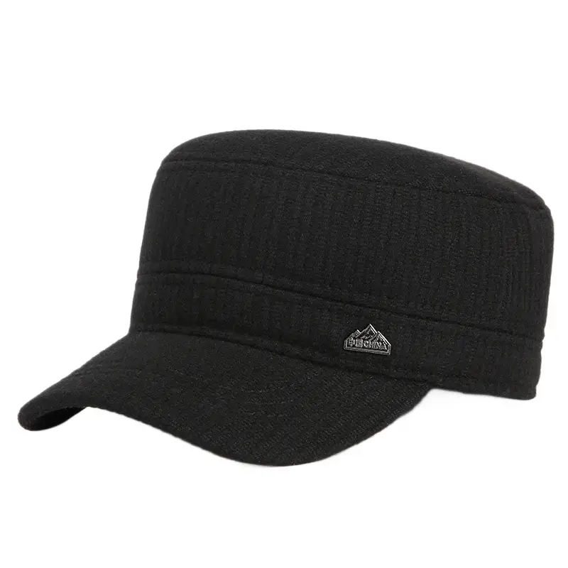 Men's Black Knitted Baseball Cap Peaked Winter - Image 8