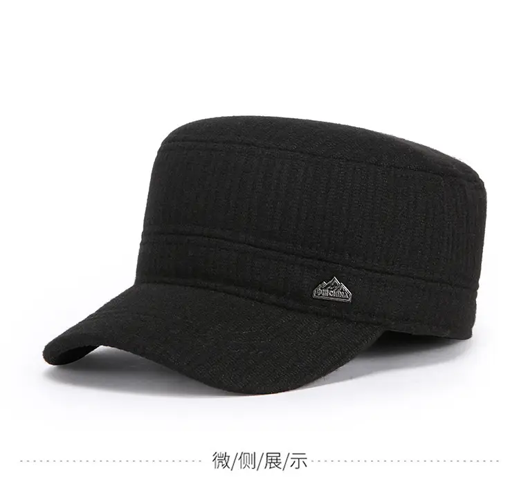 Men's Black Knitted Baseball Cap Peaked Winter — feature 6