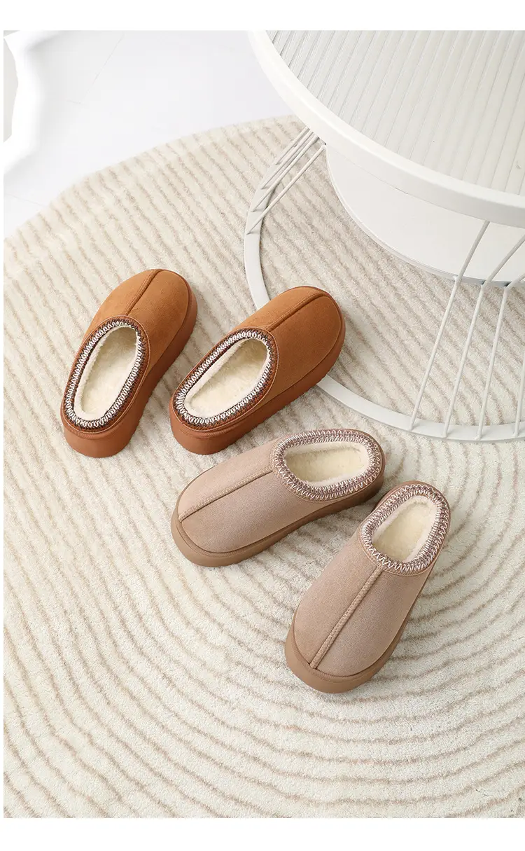 2025 New Suede Cotton Slippers for Women, Autumn and Winter Indoor Home Use, Thick-Soled, Comfortable, Trendy, Mori Girl Style, Furry — feature 14