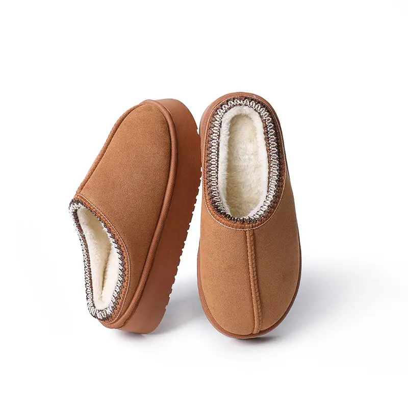 2025 New Suede Cotton Slippers for Women, Autumn and Winter Indoor Home Use, Thick-Soled, Comfortable, Trendy, Mori Girl Style, Furry - Image 2