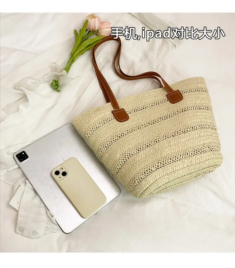 Women's Straw Crossbody Bag Large Capacity Beach Travel — feature 5