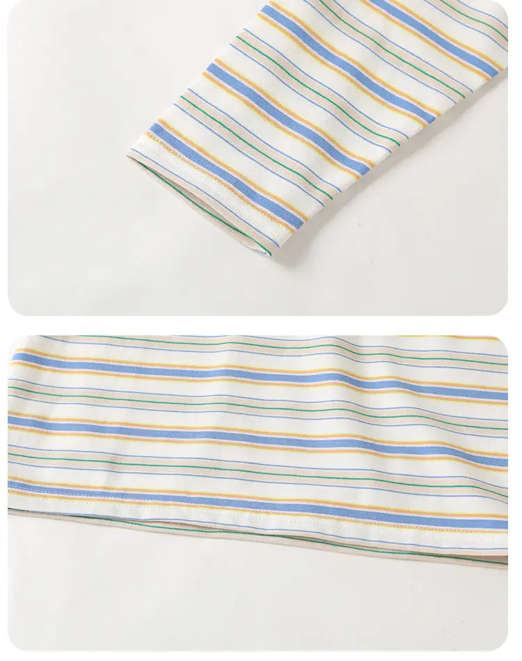 Girls Long Sleeve T-Shirt Set Spring Casual Blue Striped — feature 11