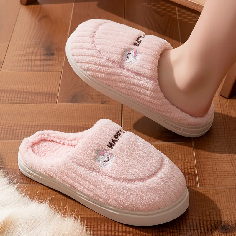 2025 New Cotton Slippers for Women in Autumn and Winter Indoor Home Thick-Soled Non-Slip Warm Home Slippers for Men Factory Batch