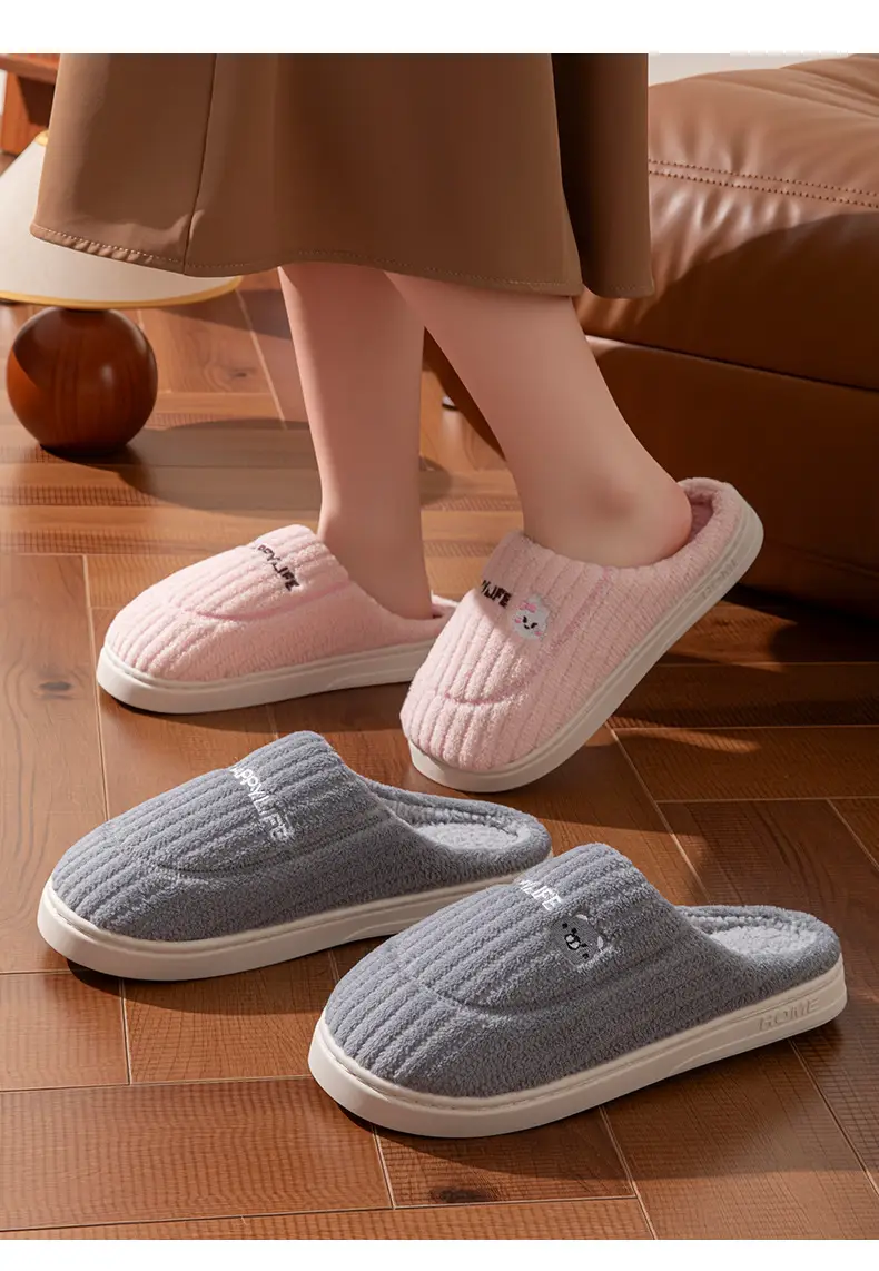 2025 New Cotton Slippers for Women in Autumn and Winter Indoor Home Thick-Soled Non-Slip Warm Home Slippers for Men Factory Batch — feature 13