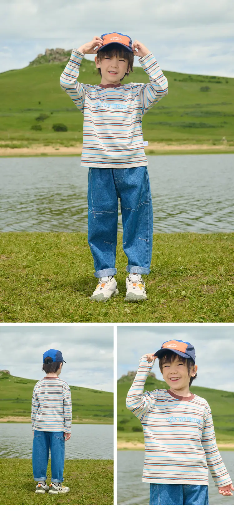 Cotton Striped Long Sleeve Boys T-Shirt Spring Fall — feature 17