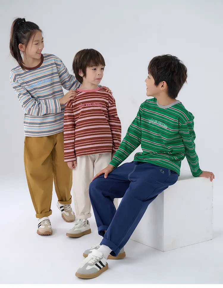 Cotton Striped Long Sleeve Boys T-Shirt Spring Fall — feature 21