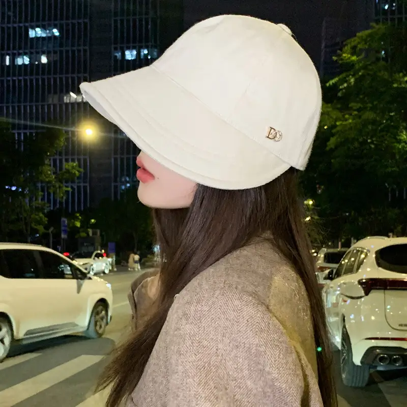 Women Wide-Brimmed Duckbill Cap Autumn Winter Sunshade Black - Image 5