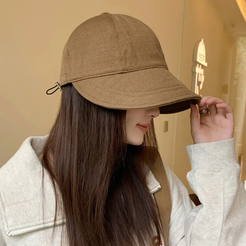 Women Wide-Brimmed Duckbill Cap Autumn Winter Sunshade Black - Image 6
