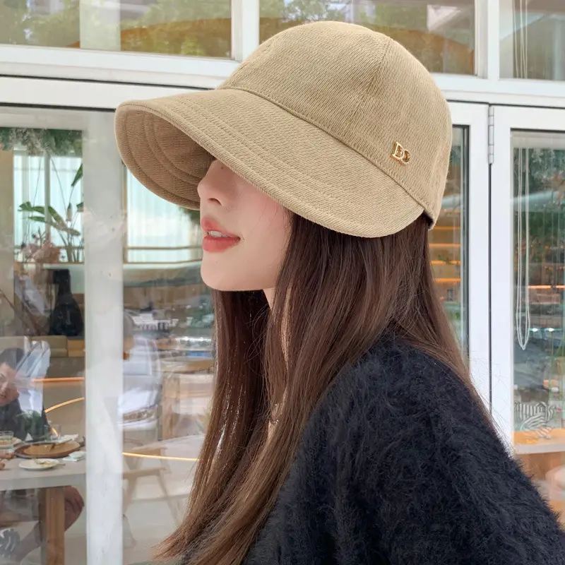Women Wide-Brimmed Duckbill Cap Autumn Winter Sunshade Black - Image 7