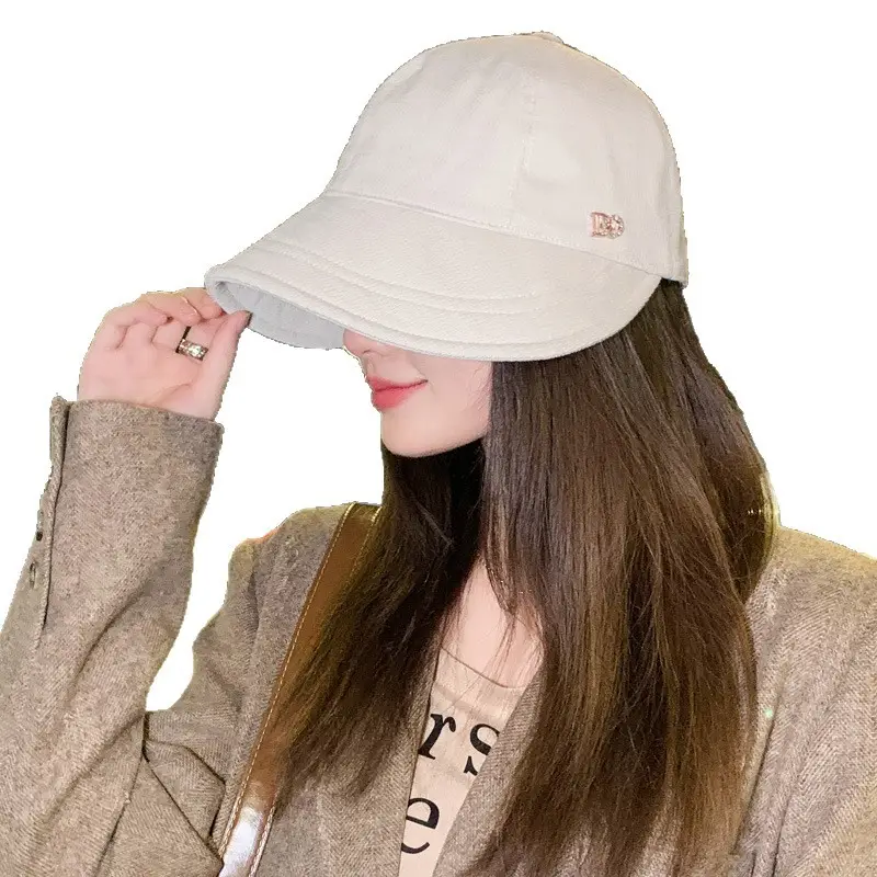Women Wide-Brimmed Duckbill Cap Autumn Winter Sunshade Black - Image 8