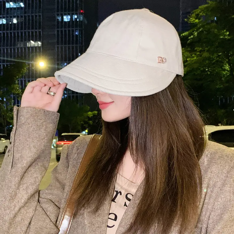 Women Wide-Brimmed Duckbill Cap Autumn Winter Sunshade Black - Image 3