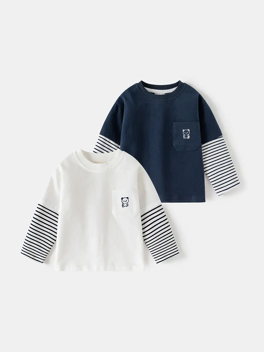 White Korean Cartoon Patchwork T-Shirt for Boys