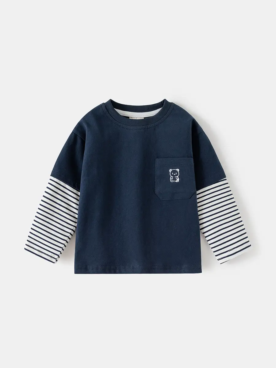 White Korean Cartoon Patchwork T-Shirt for Boys