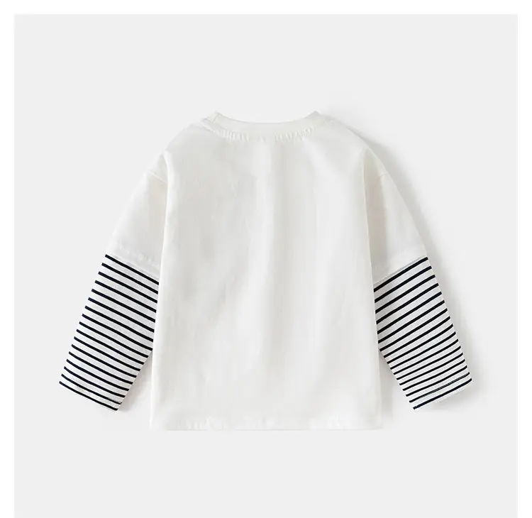 White Korean Cartoon Patchwork T-Shirt for Boys — feature 9