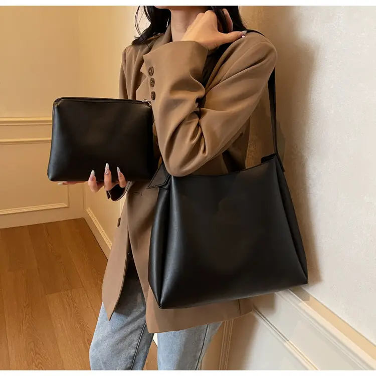 Black Leather Tote Bag for Women Large Capacity — feature 14