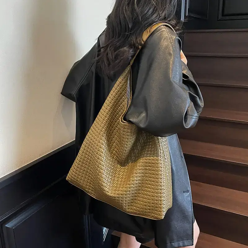 Women's Woven Bucket Bag Large Capacity Autumn 2025 - Image 8