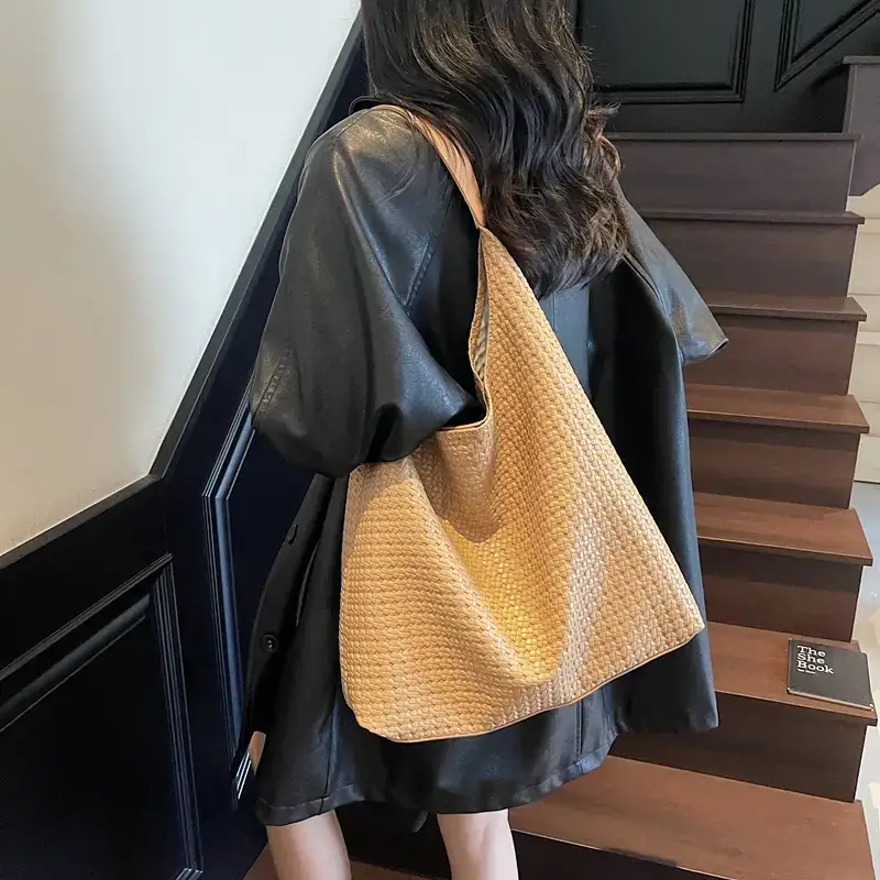 Women's Woven Bucket Bag Large Capacity Autumn 2025 - Image 9