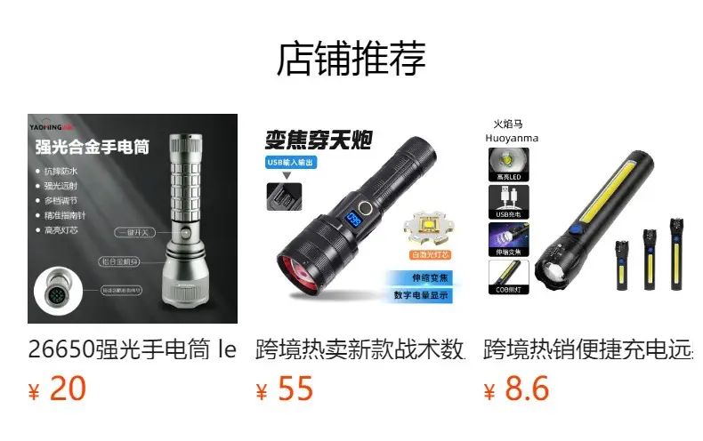 Cross-Border P70 Flashlight Waterproof USB Charging Telescopic Zoom Multi-Function — feature 1
