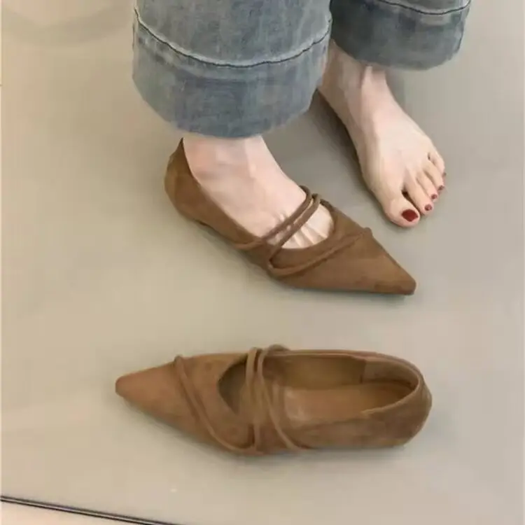 French-Style Pointed-Toe Flat Shoes with a Sense of Design, 2025 Autumn New Collection, Suitable for Pairing with Skirts, Women's Shoes, Vintage Mary Jane Shoes - Image 4