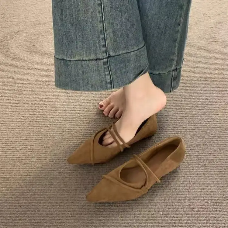 French-Style Pointed-Toe Flat Shoes with a Sense of Design, 2025 Autumn New Collection, Suitable for Pairing with Skirts, Women's Shoes, Vintage Mary Jane Shoes - Image 2