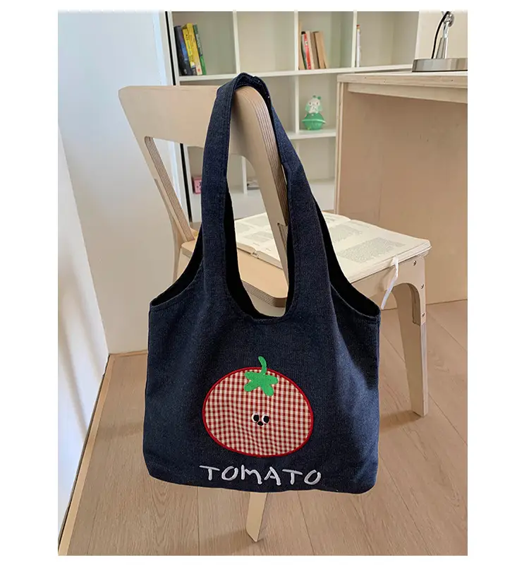 Denim Women Large Capacity Tomato Print Bag 2025 — feature 23