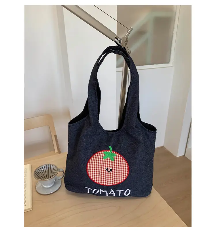 Denim Women Large Capacity Tomato Print Bag 2025 — feature 24