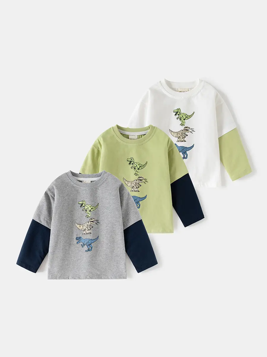 Children Grey Dinosaur Long Sleeve T-Shirt - Image 4