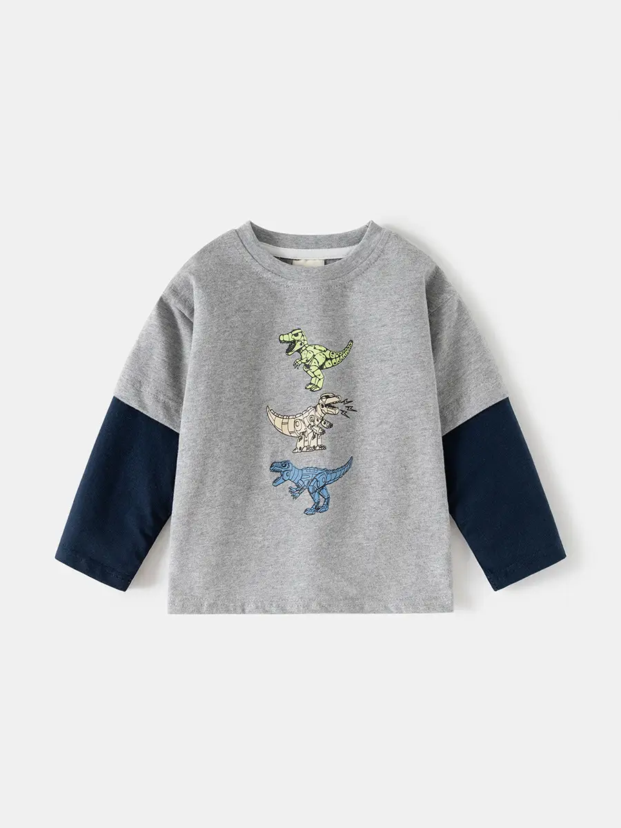 Children Grey Dinosaur Long Sleeve T-Shirt - Image 6