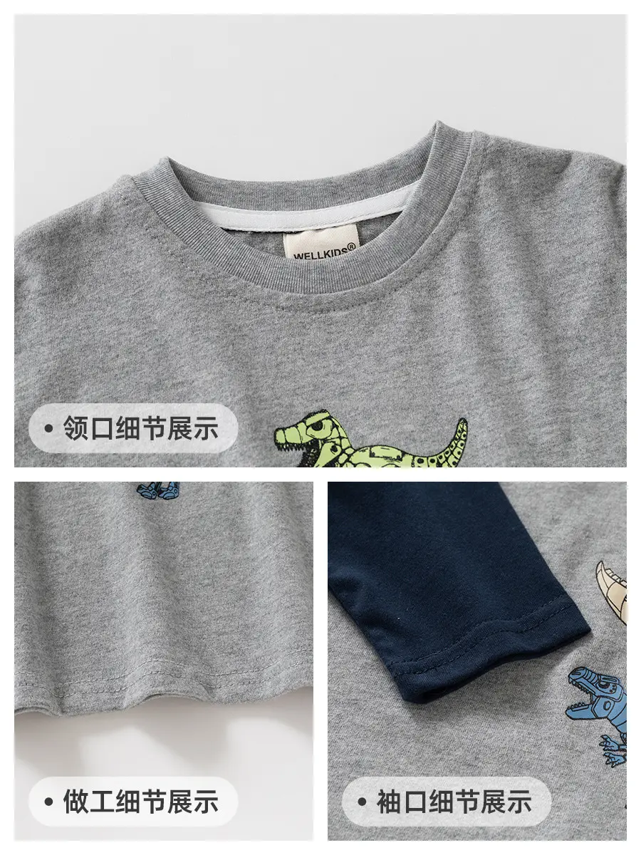 Children Grey Dinosaur Long Sleeve T-Shirt - Image 7