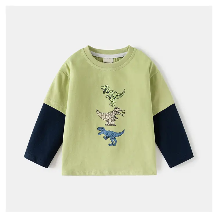 Children Grey Dinosaur Long Sleeve T-Shirt — feature 13