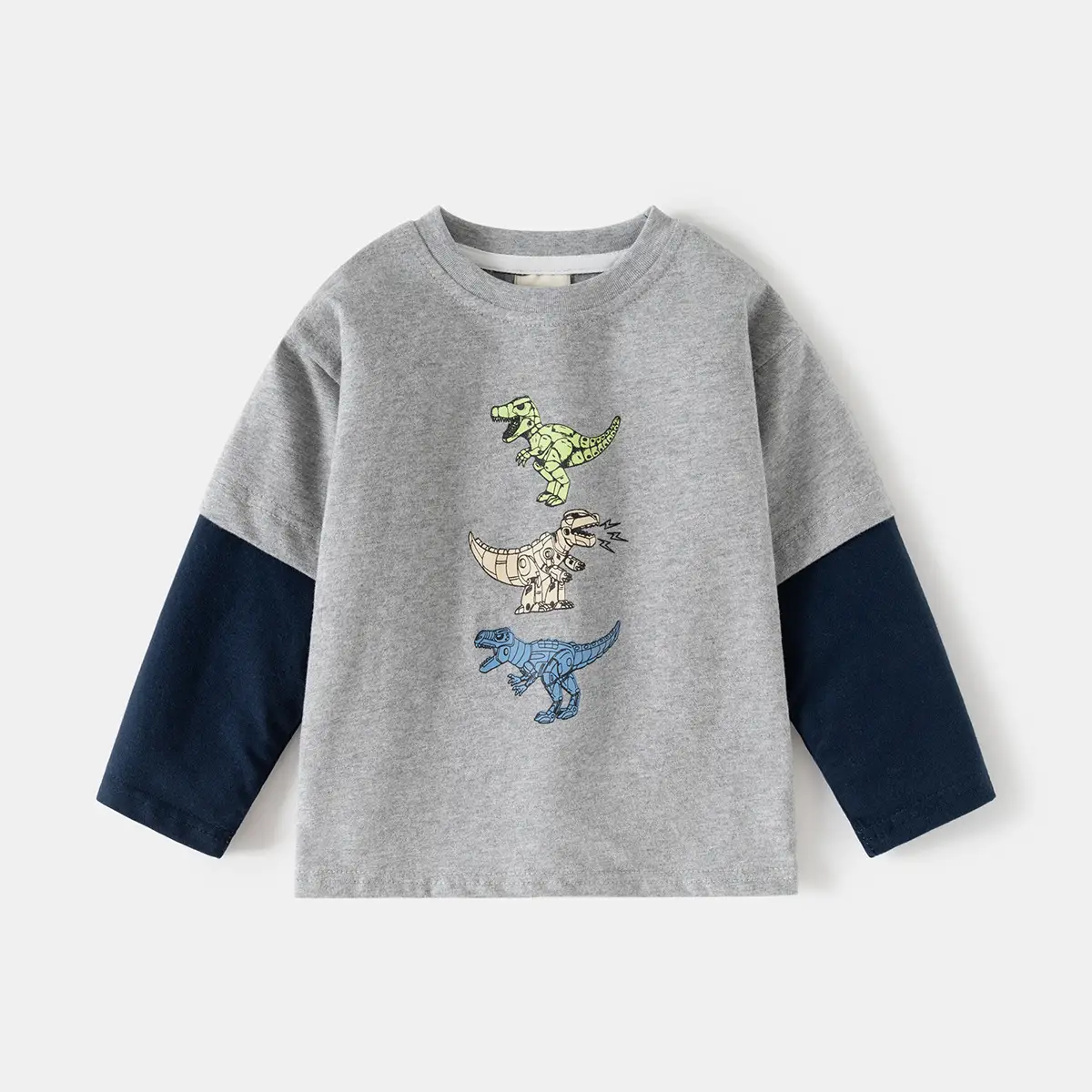 Children Grey Dinosaur Long Sleeve T-Shirt - Image 3