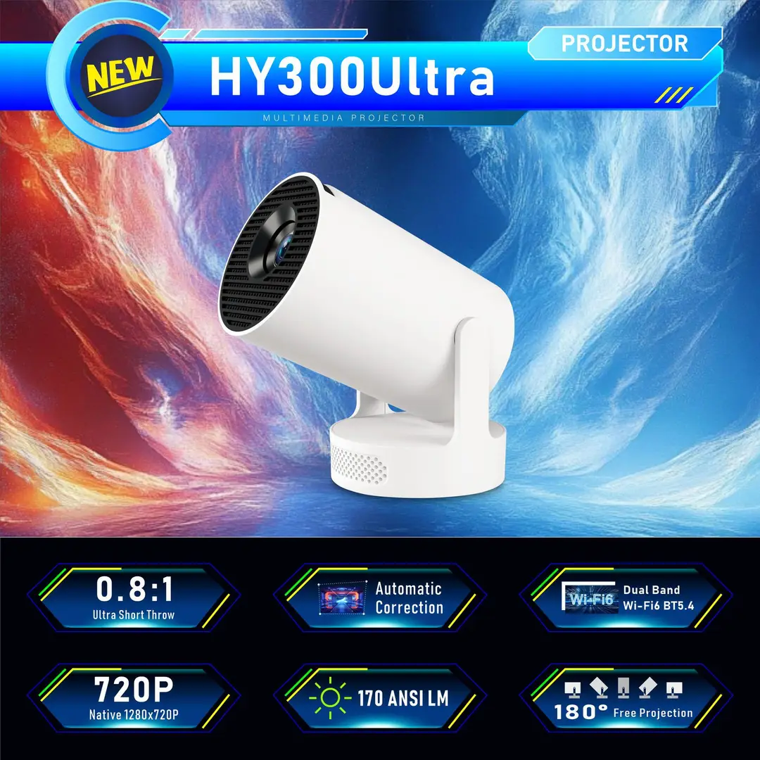 Cross-Border Hy300Ultra Projector 1080P Hd 4K Smart Home Portable Mini Hy300 Projector