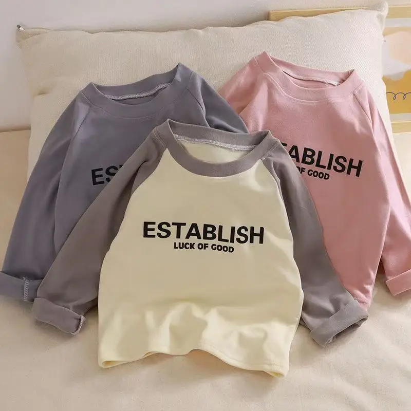 Girls Pink Sweatshirt "ESTABLISH" Print — feature 1