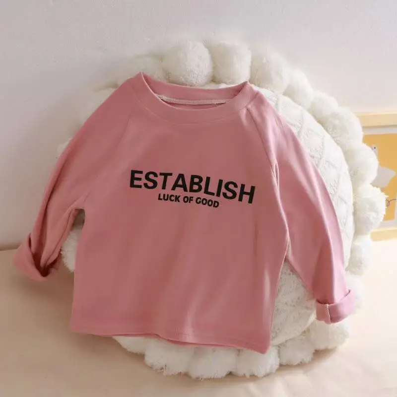 Girls Pink Sweatshirt "ESTABLISH" Print — feature 5