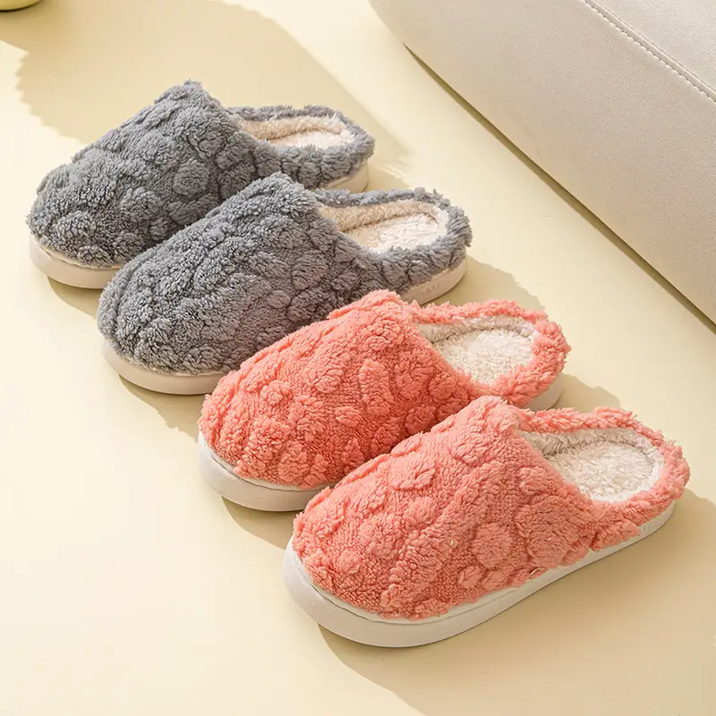 Cotton Slippers Green Gray Warm Indoor Home
