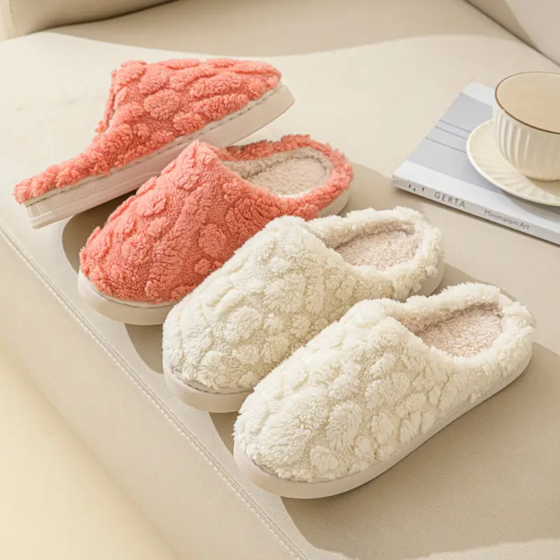 Cotton Slippers Green Gray Warm Indoor Home