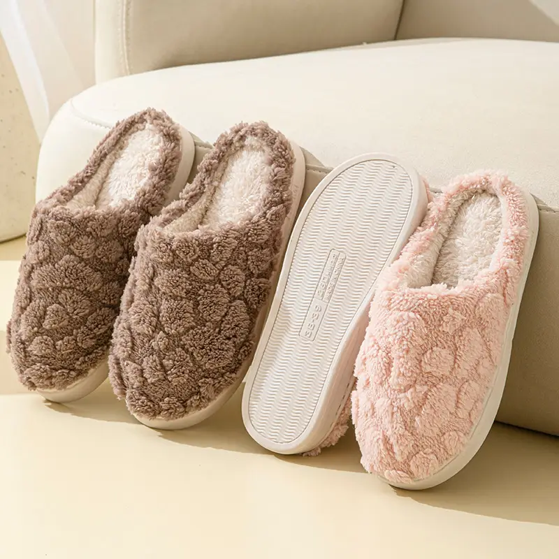 Cotton Slippers Green Gray Warm Indoor Home
