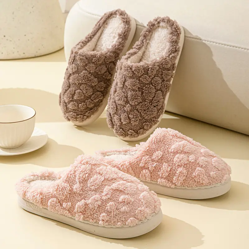 Cotton Slippers Green Gray Warm Indoor Home